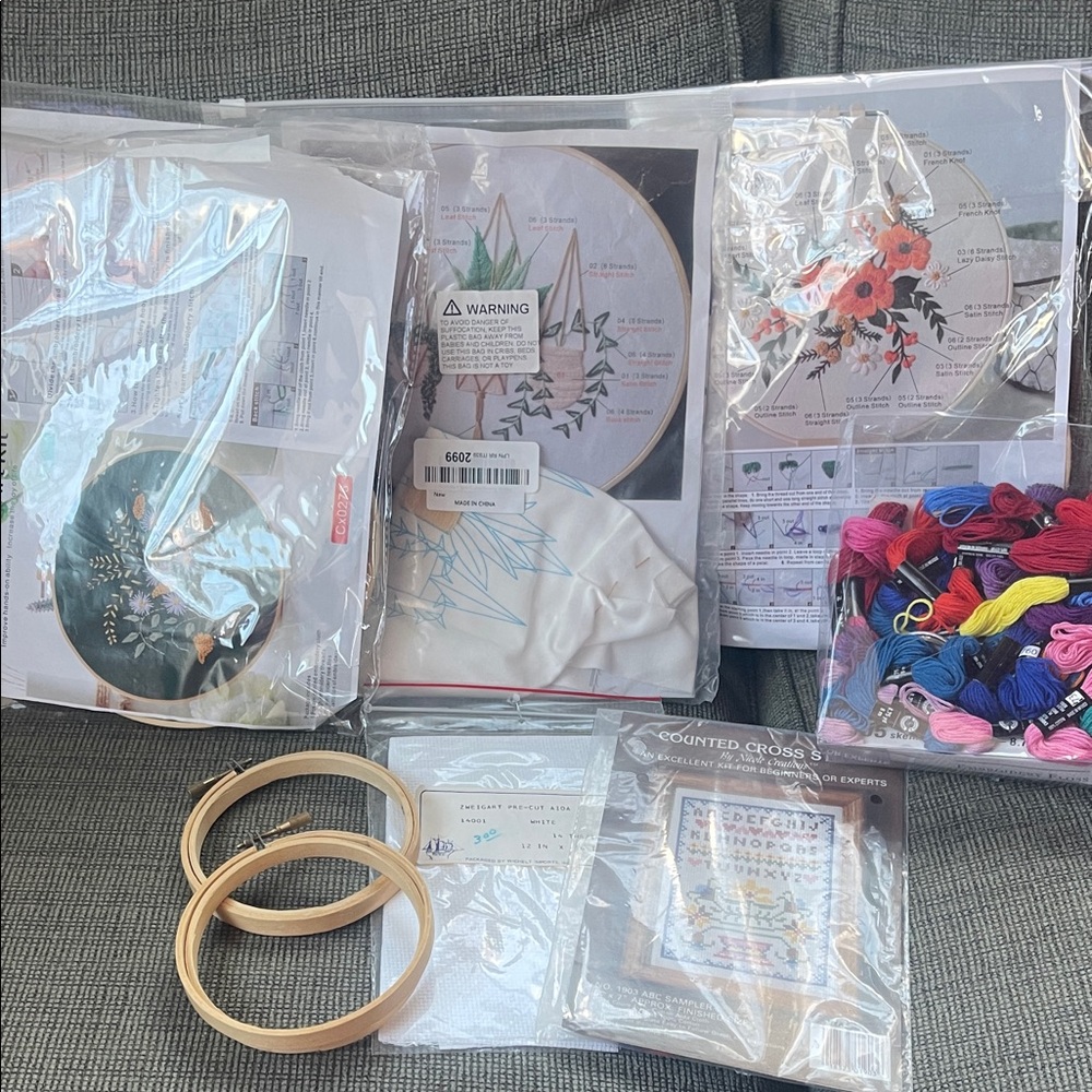 Cross Stitch Kit with Embroidery Hoops- started won’t finish